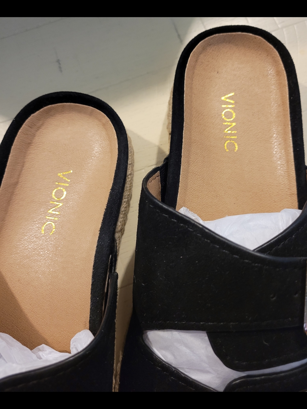 Vionic Black Suede Double Buckle Slide Sandals - Picture 5 of 13